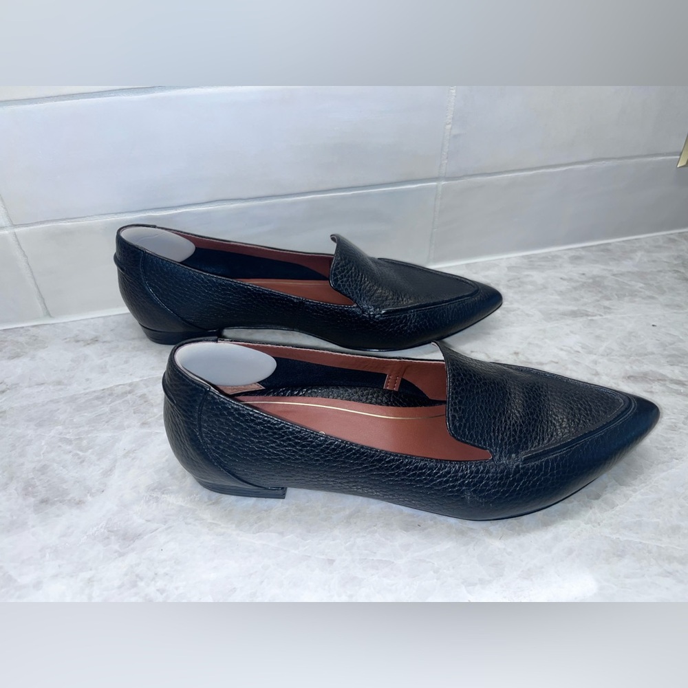 Vionic Black Pebble Leather Loafers Noah leather pointed flats Size 7 - Picture 4 of 8